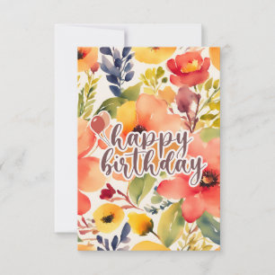 happy birthday watercolor flowers style