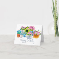 Happy Birthday Watercolor Garden Flowers - Tulips 