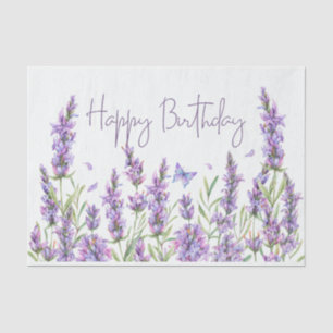Happy Birthday Watercolor Lavender Flowers   Tissue Paper