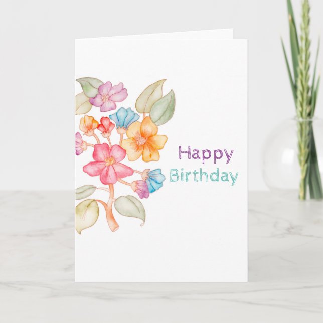 Happy Birthday watercolour greeting card (Front)