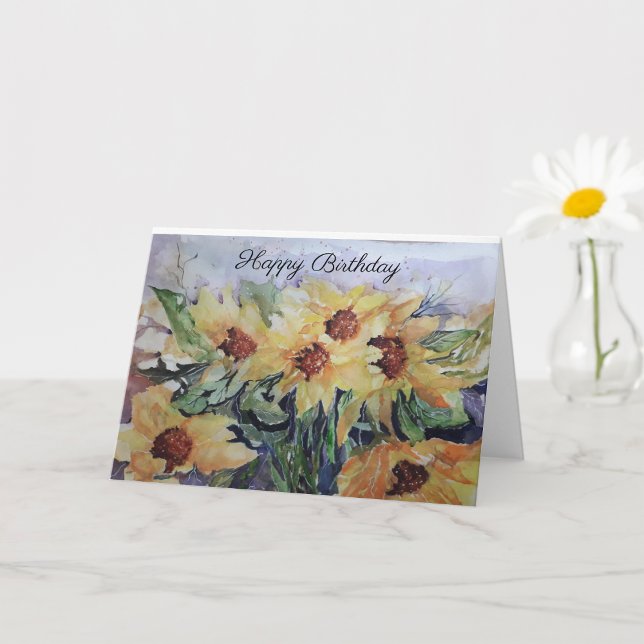 Happy birthday Watercolour Sunflowers  Card (Creator Uploaded)
