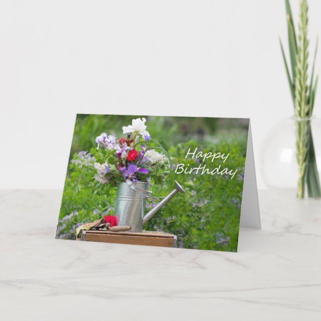 Happy Birthday watering can Card (Front)