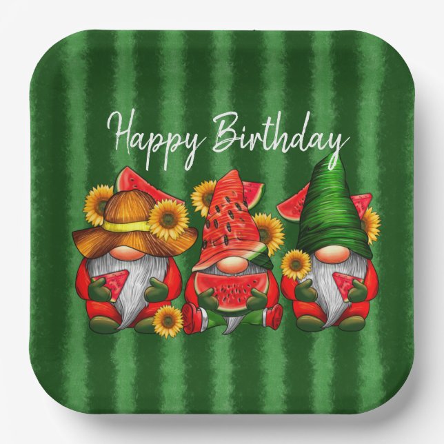 Happy Birthday Watermelon  Paper Plate (Front)