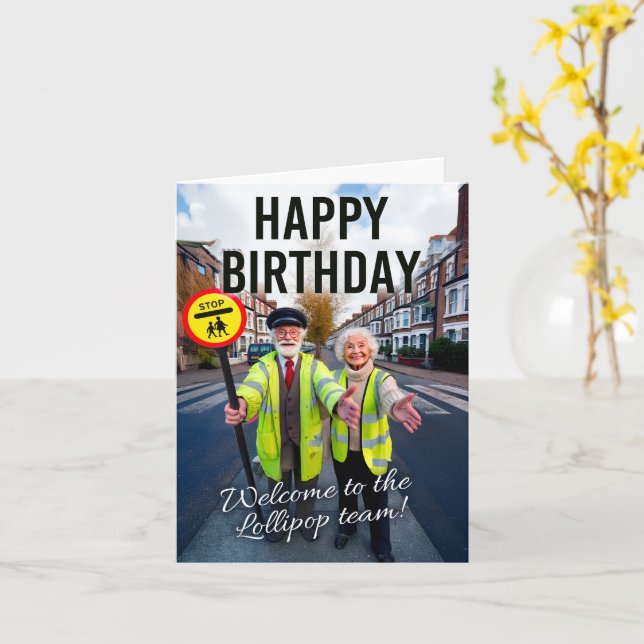 Happy Birthday, Welcome to the Lollipop Team Card (Yellow Flower)