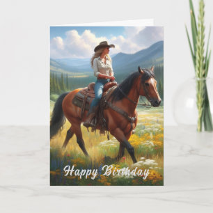 Happy Birthday Western Cowgirl Greeting  Card