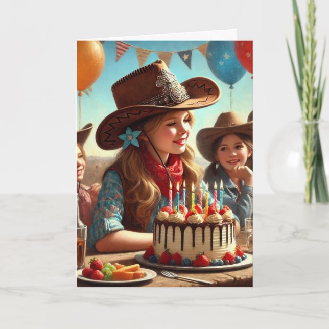 Happy Birthday Western Cowgirl Greeting  Card (Front)