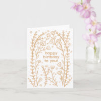 Happy Birthday Whimsical Floral Sketch Doodle 