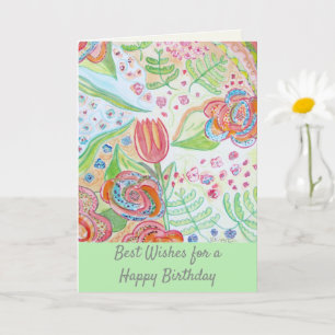 Happy Birthday Whimsical Flowers Card