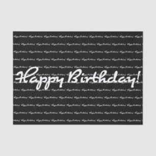 Happy Birthday! White Casual Script Repeating Tissue Paper