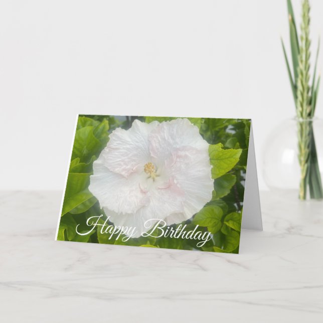Happy Birthday White Flower Card (Front)