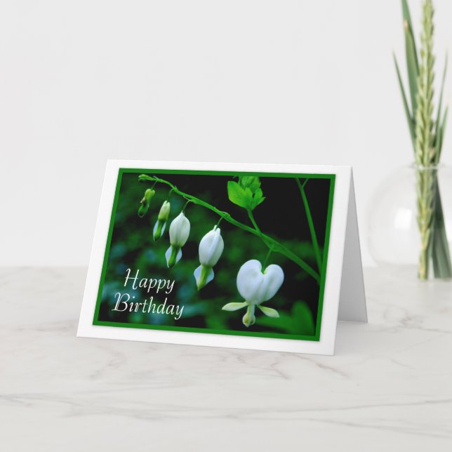 Happy Birthday White Hearts Card (Front)