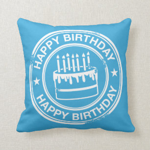 Happy Birthday -white rubber stamp effect- Cushion