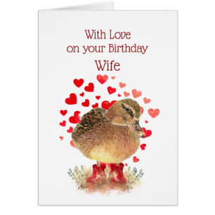 Happy Birthday Wife Cute Duck Red Boots