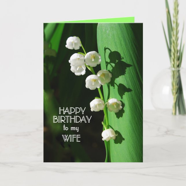 Happy Birthday Wife Lily of the Valley Card (Front)