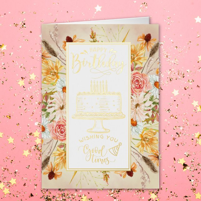 Happy Birthday Wildflower Birthday Foil Greeting Card (Creator Uploaded)