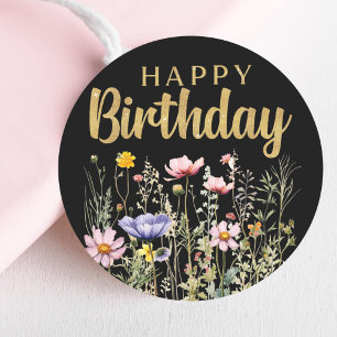 Happy Birthday Wildflower Simple Classic Sticker