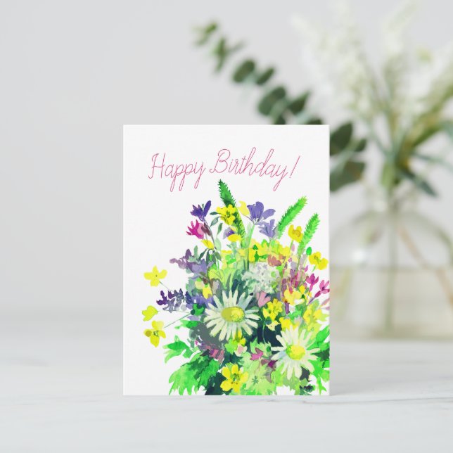 Happy birthday, wildflowers postcard (Standing Front)