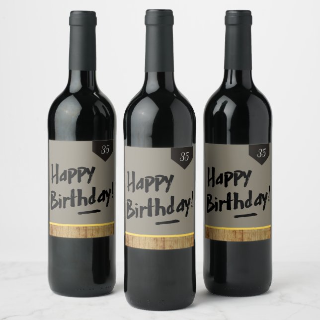 Happy Birthday wine bottle label - Men rustic wood (Bottles)