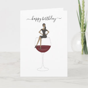 Happy Birthday - Wine Glass Card