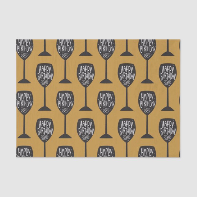 HAPPY BIRTHDAY WINE GLASS Modern Custom Party Tissue Paper (Front)
