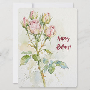 Happy birthday wine iris watercolour floral love holiday card