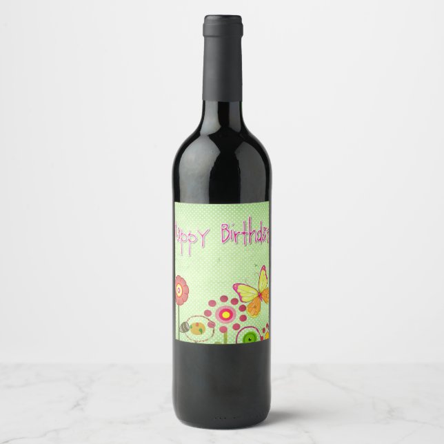 Happy Birthday Wine Label (Front)