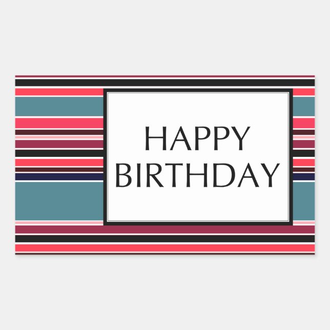 happy birthday (wineStripes) Rectangular Sticker (Front)