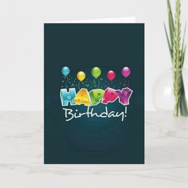 Happy Birthday Wishes Balloons Card (Front)