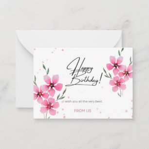 Happy Birthday Wishes flat note card design