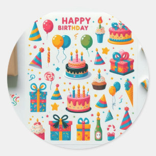Happy Birthday Wishes Stickers" Classic Round Sticker