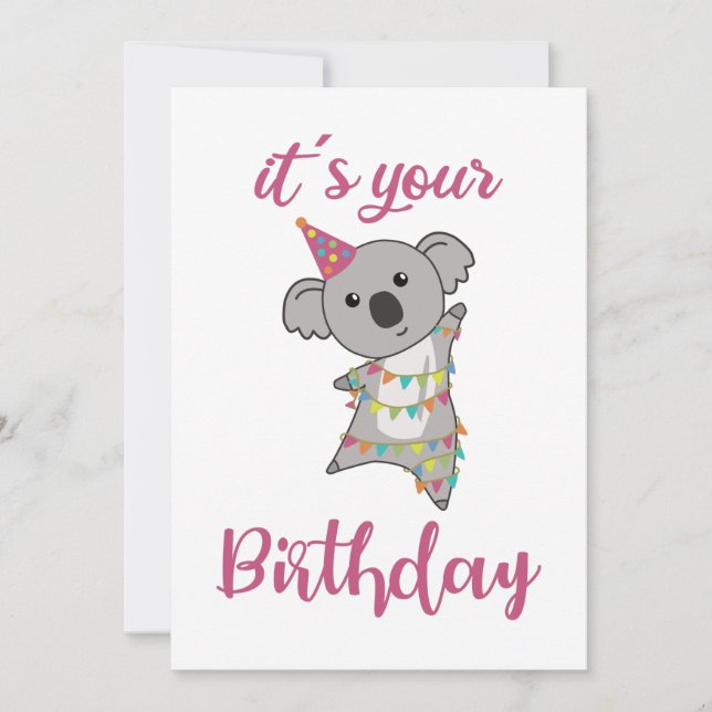 Happy Birthday Wishes To You Koala Cute Animals Ad Invitation (Front)