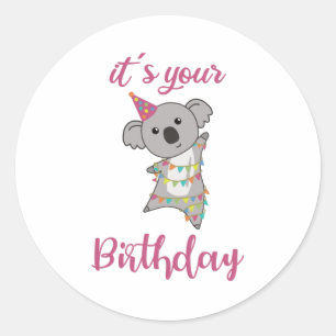 Happy Birthday Wishes To You Koala Cute Animals Classic Round Sticker
