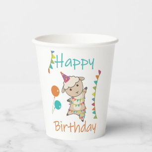 Happy Birthday Wishes To You Sheep Cute Animals Ad Paper Cups