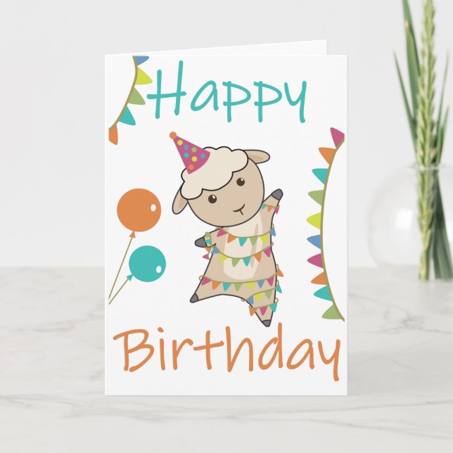 Happy Birthday Wishes To You Sheep Cute Animals Ca Card (Front)