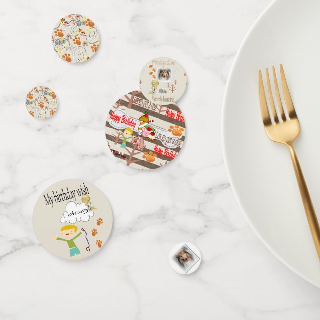 Happy Birthday Wishing for a Dog     Confetti (Group)