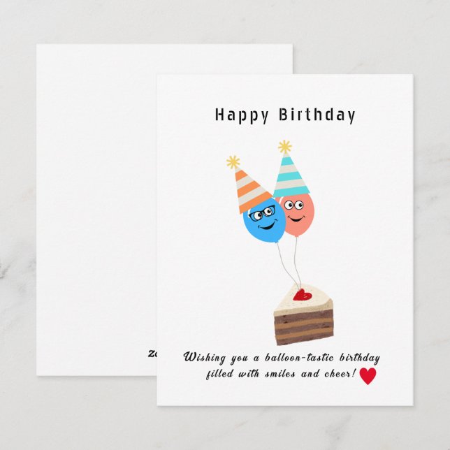 Happy Birthday Wishing you balloon-tastic birthday Holiday Card (Front/Back)