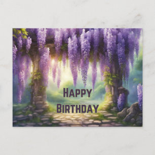 Happy Birthday Wisteria Flowers  Postcard