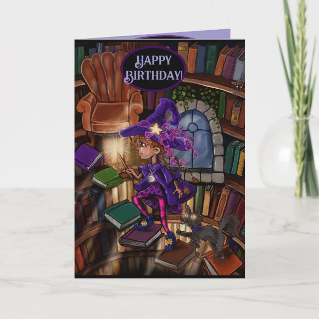 Happy Birthday Witch Girl, Let your Magic Shine! Card (Front)