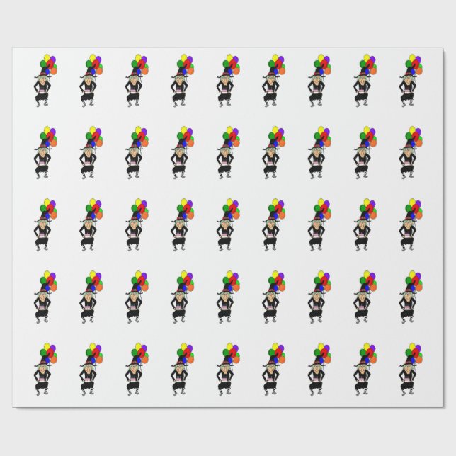 Happy Birthday Witch Wrapping Paper (Flat)