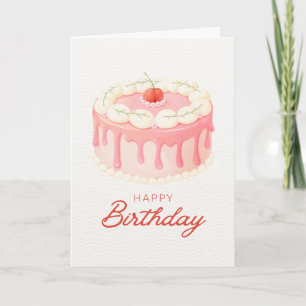 Happy Birthday with a Pink Cake Card
