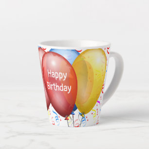 Happy Birthday with Balloons Latte Mug
