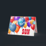Happy Birthday with Balloons SON A01 Card<br><div class="desc">Happy Birthday with Colourful Balloons SON A01. This festive design with its colourful balloons you can personalise with a birthday year, name, and sentiment makes a one-of-a-kind birthday greeting card for a very special SON. Text is customisable. You can personalise for any year birthday including 1st 2nd 3rd 4th 5th...</div>