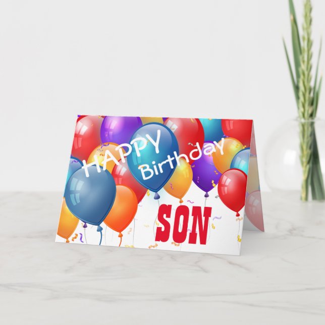 Happy Birthday with Balloons SON A01 Card (Front)