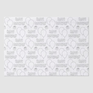 Happy Birthday With Balloons White Background Tissue Paper