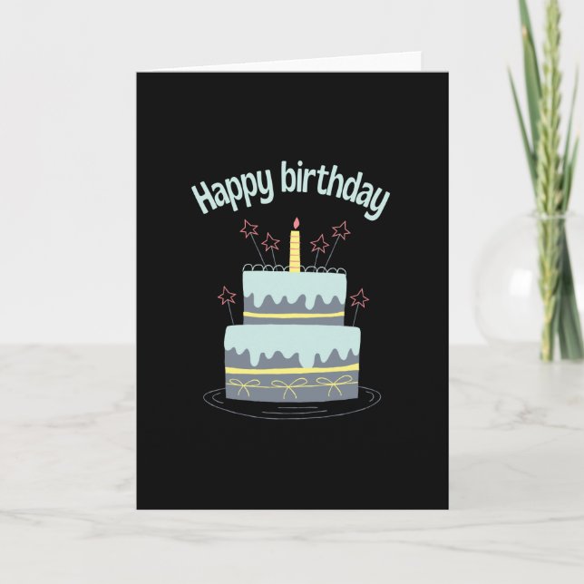 Happy birthday with big cake card (Front)