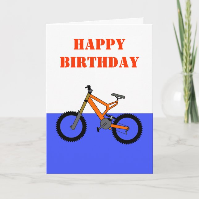 Happy Birthday with bike bicycle pushbike Card (Front)