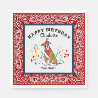 Happy Birthday with Boxer Dog in Red Bandanna