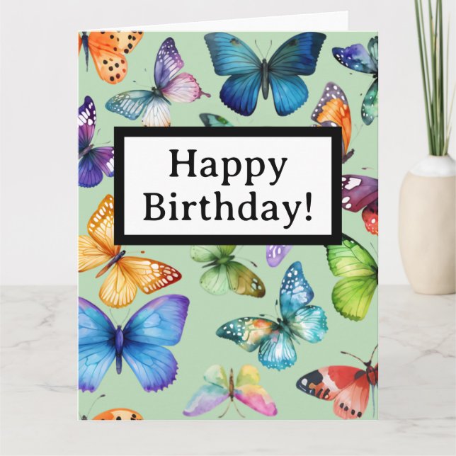 Happy Birthday With Butterflies Card (Front)