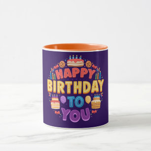 Happy Birthday with Cake & Candle Mug