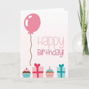Happy Birthday with cakes, presents & candles Card